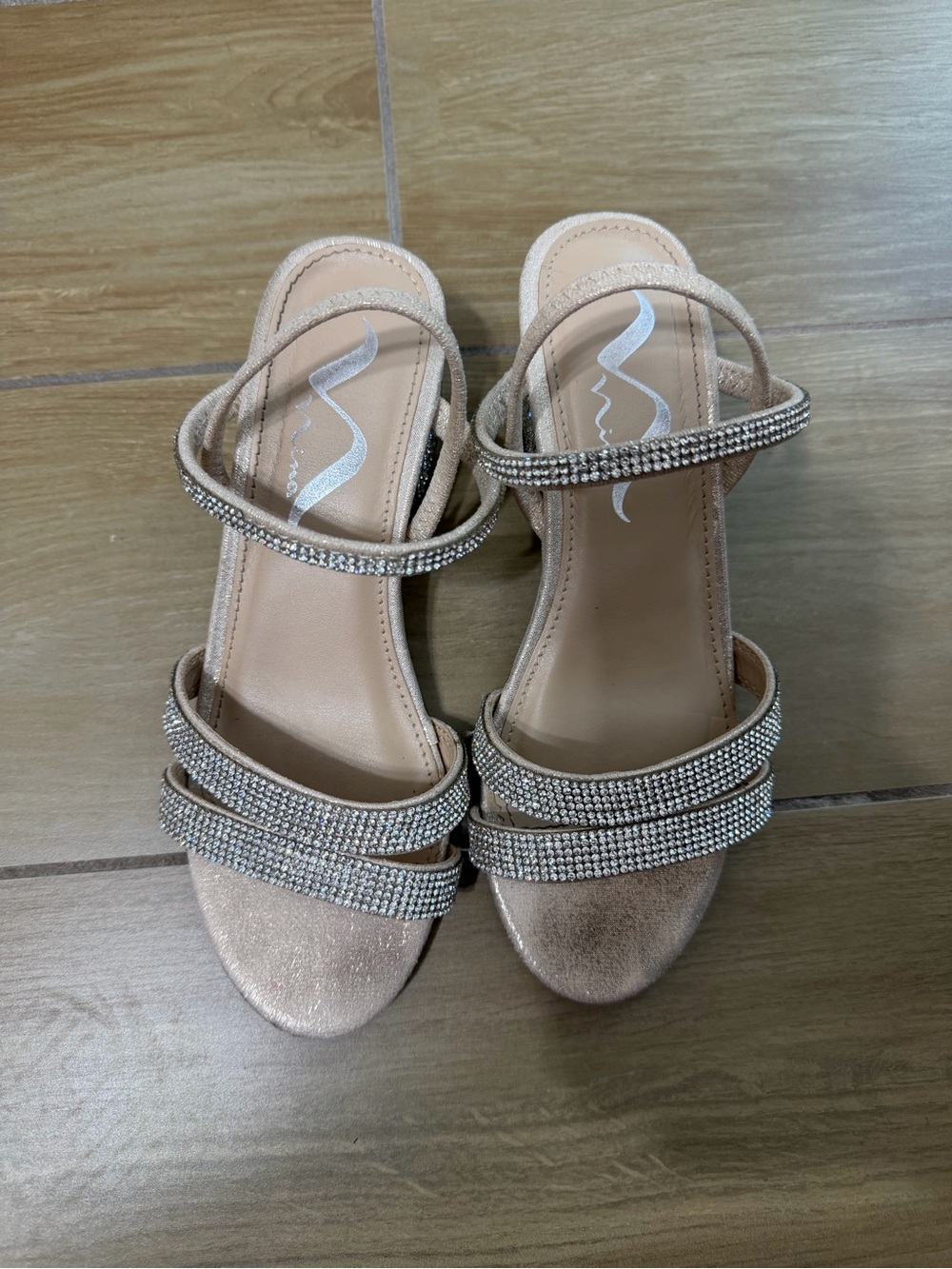 Little Girl’s Rhinestone Strappy Sandal in Champagne